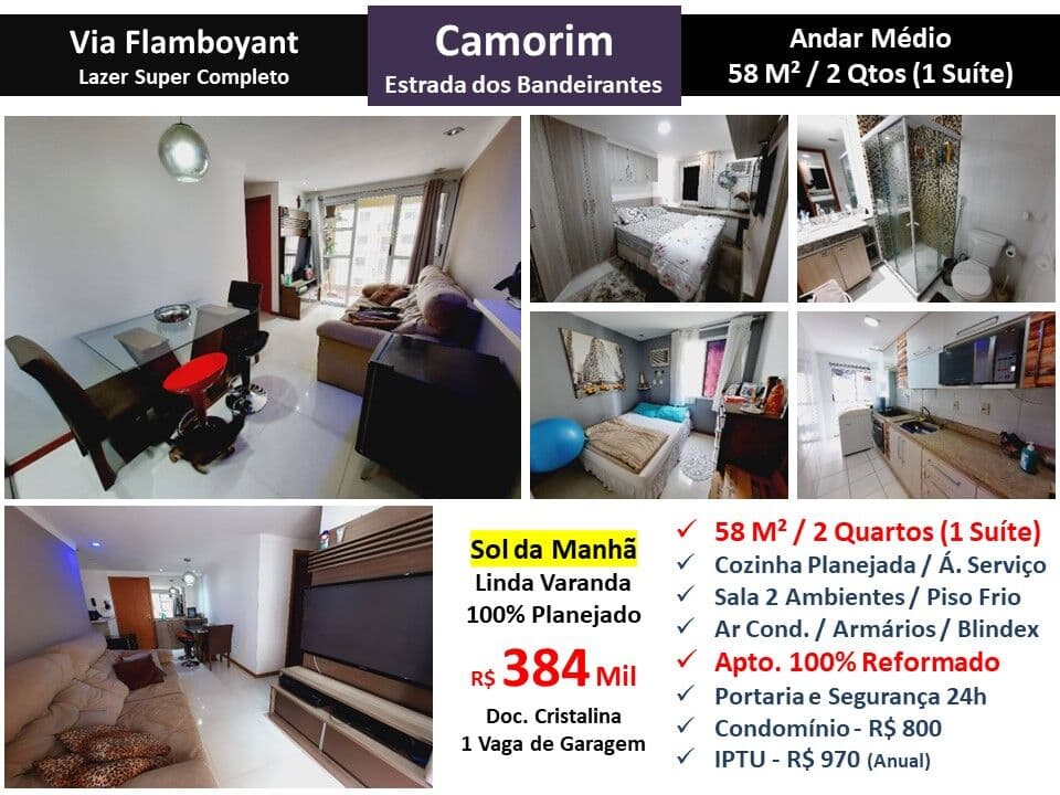Apto Barra da Tijuca Camorim Flamboyant Bandeirantes 58M²