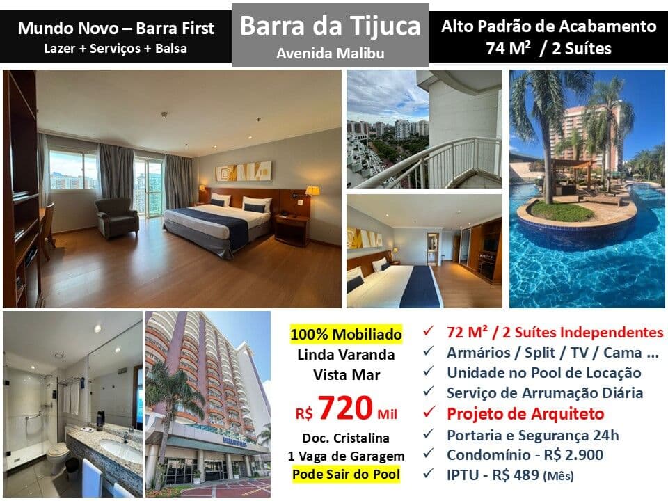 Apto Barra da Tijuca Américas Park Mundo Novo Barra First 74M²