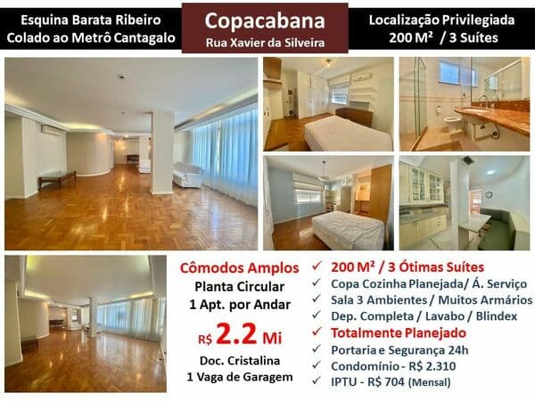 Apto Copacabana Xavier da Silveira 200M²