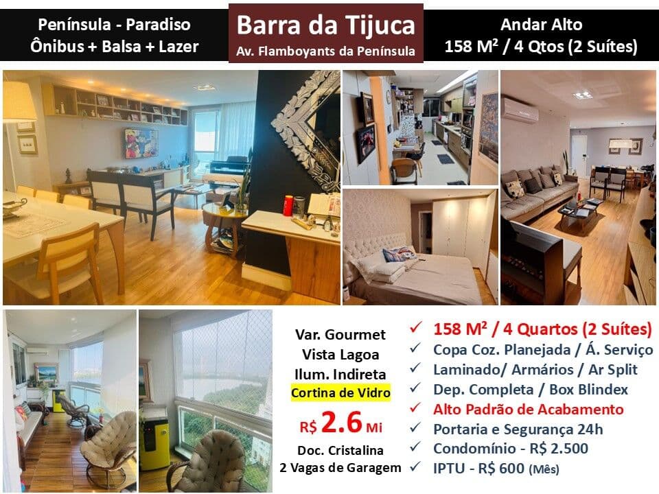 Apto Barra da Tijuca Península Paradiso 158M²