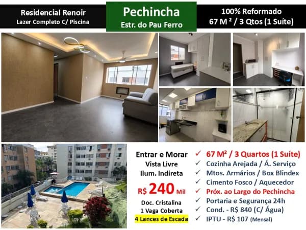 Apto JPA Pechincha Renoir 67M²