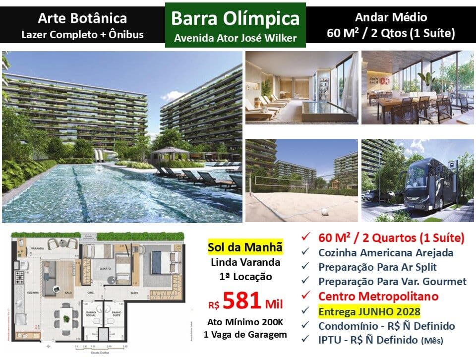 Apto Barra Olímpica Arte Botânica 60M²
