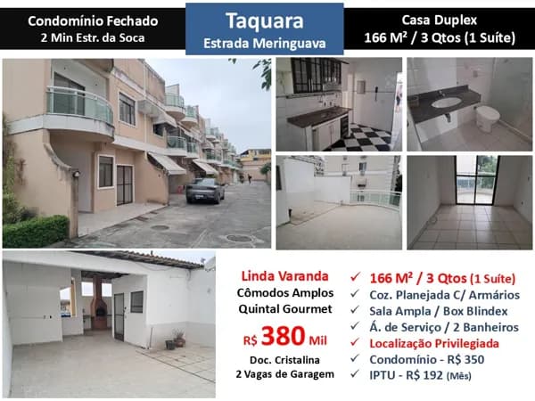 Casa JPA Taquara Meringuava 166M²