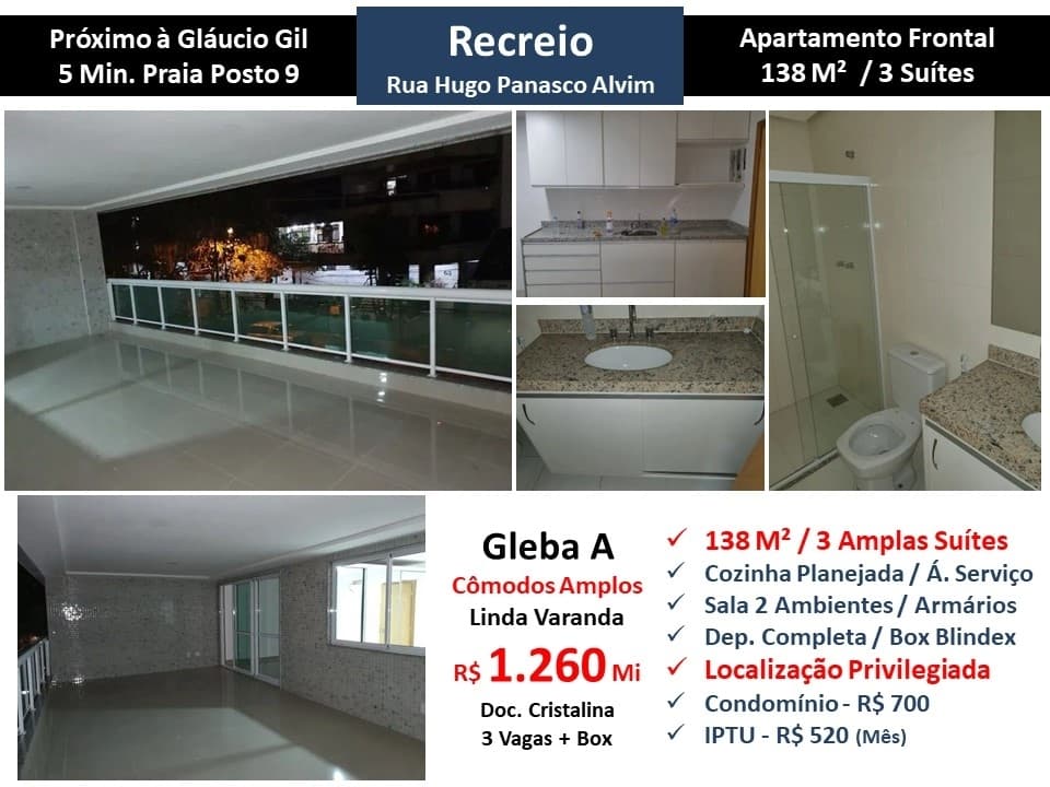 Apto Recreio Gleba A Hugo Panasco Alvim 138M²