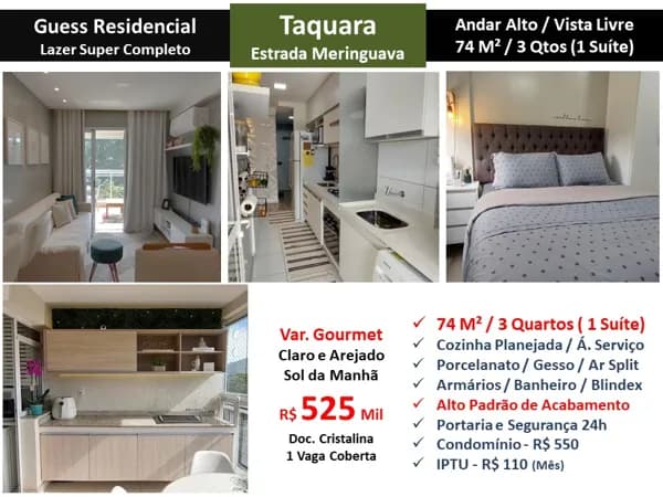 Apto JPA Taquara Meringuava Guess 74M²