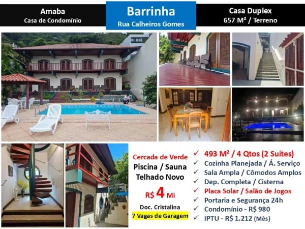 Casa Barra da Tijuca Barrinha AMABA Calheiros Gomes 493M²