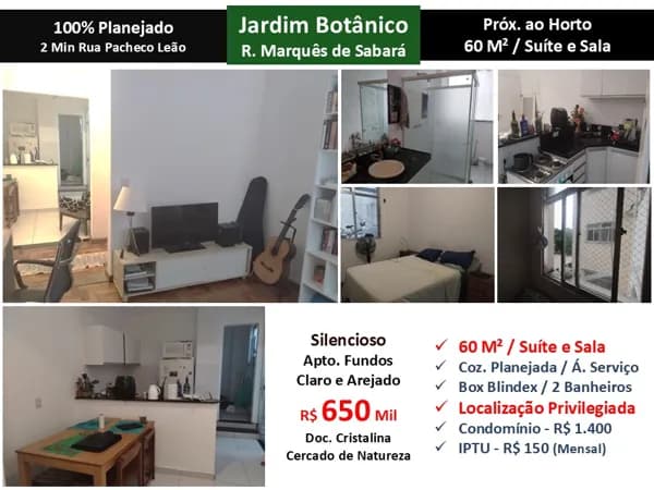 Apto Jardim Botânico Marquês de Sabará 60M²