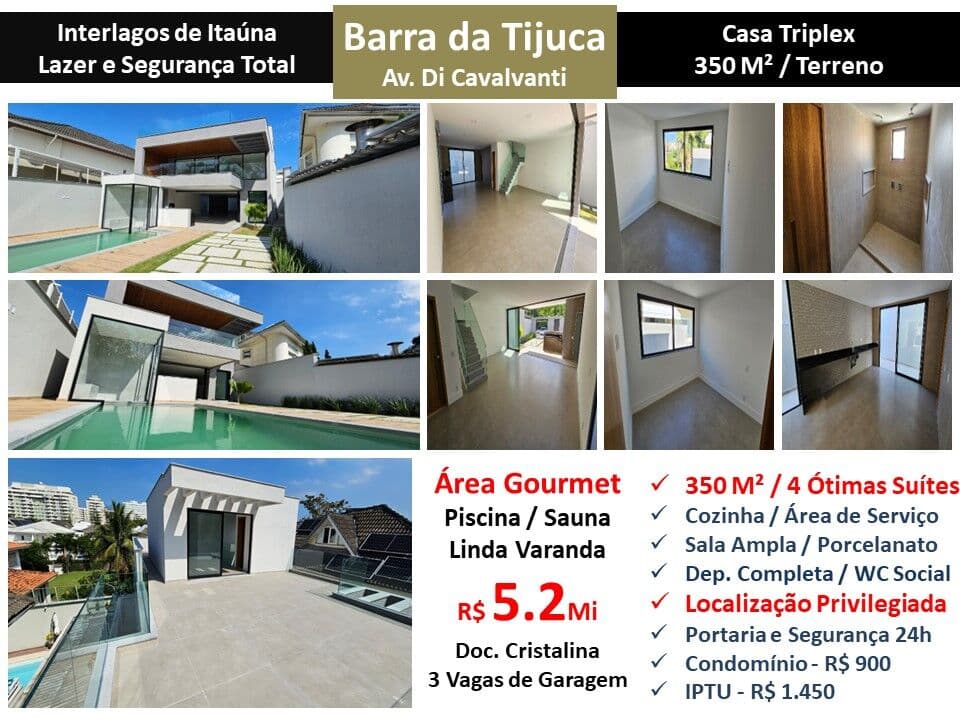 Casa Barra da Tijuca Interlagos de Itaúna 350M² 2