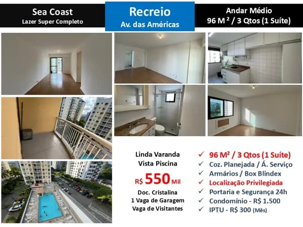 Apto Recreio Sea Coast 96M²