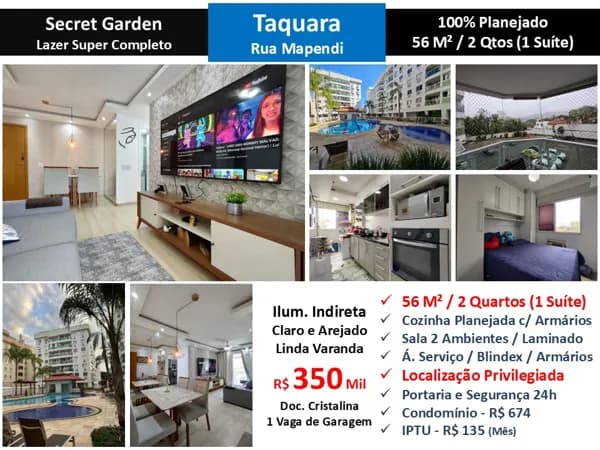Apto JPA Taquara Mapendi Secret Garden 56M²