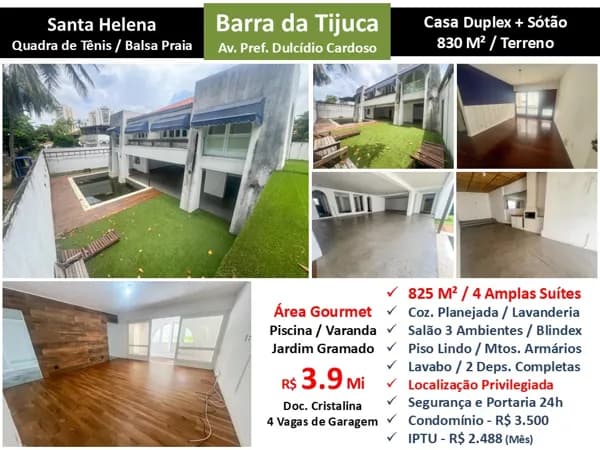 Casa Barra da Tijuca Santa Helena 825M²