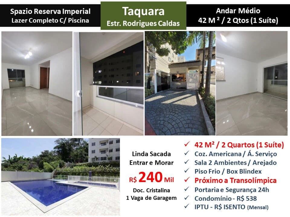 Apto JPA Taquara Spazio Reserva Imperial 42M²