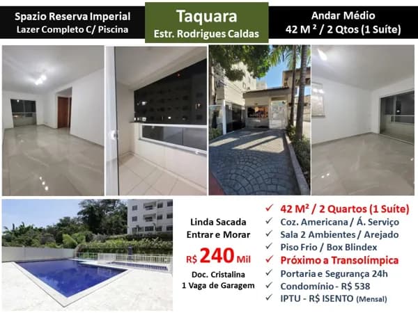 Apto JPA Taquara Spazio Reserva Imperial 42M²