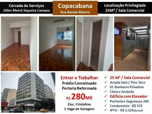 Sala Copacabana Barata Ribeiro 25M²