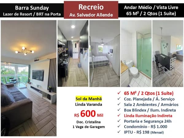Apto Recreio Barra Sunday 65M²