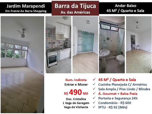 Apto Barra da Tijuca Jardim Marapendi 45M²