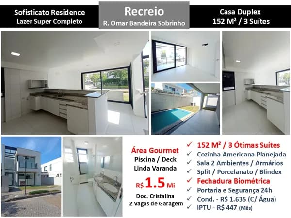 Casa Recreio Zico Sofisticato 152M²