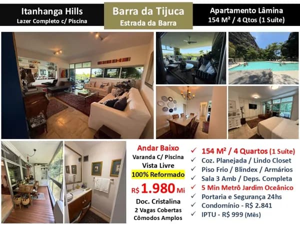 Apto Barra da Tijuca Itanhangá Hills 154M²