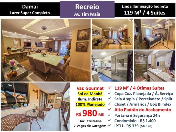 Apto Recreio Zico Damai 119M²