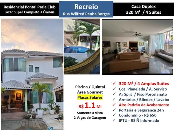Casa Recreio Residencial Pontal Praia Club 320M²