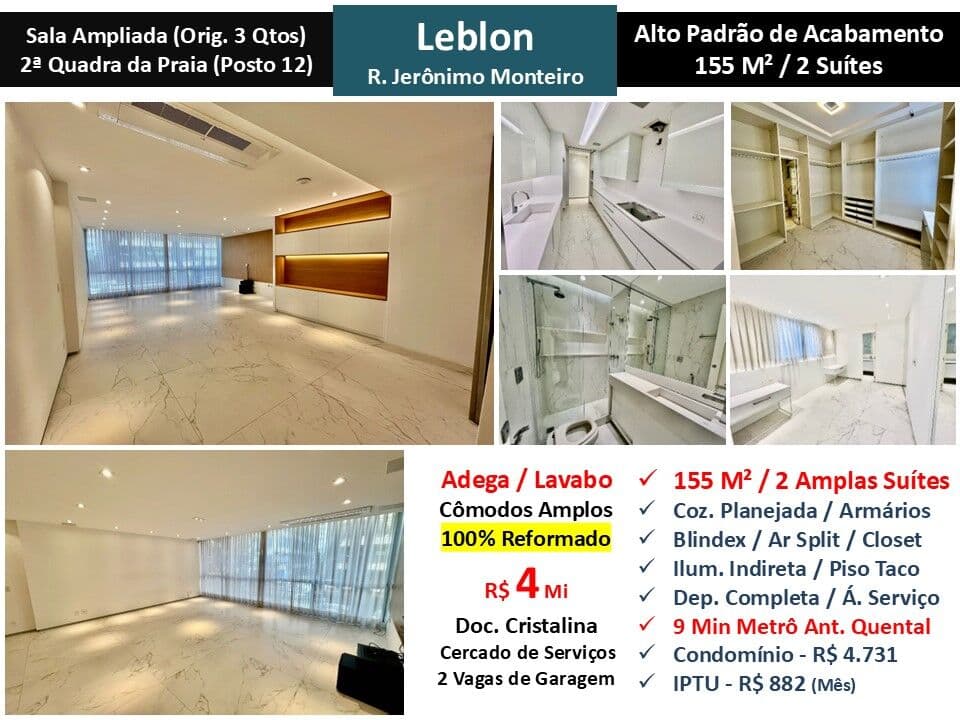 Apto Leblon Jerônimo Monteiro 155M²