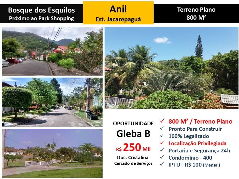 Terreno JPA Anil Bosque dos Esquilos 800M²