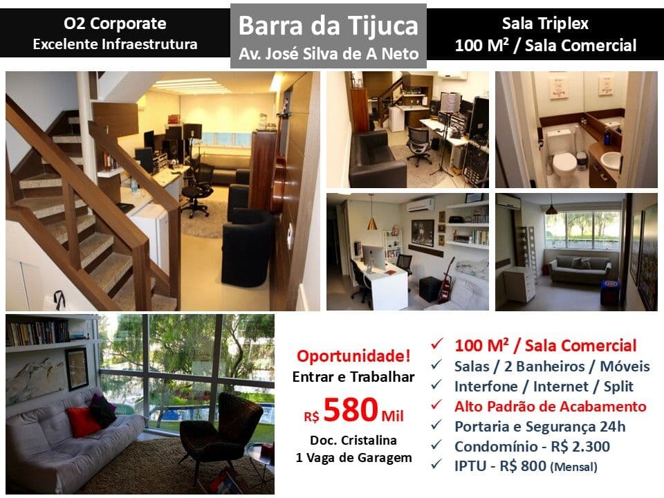 Sala Barra da Tijuca O2 Corpotare e Offices 100M² 2