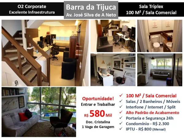 Sala Barra da Tijuca O2 Corpotare e Offices 100M² 2
