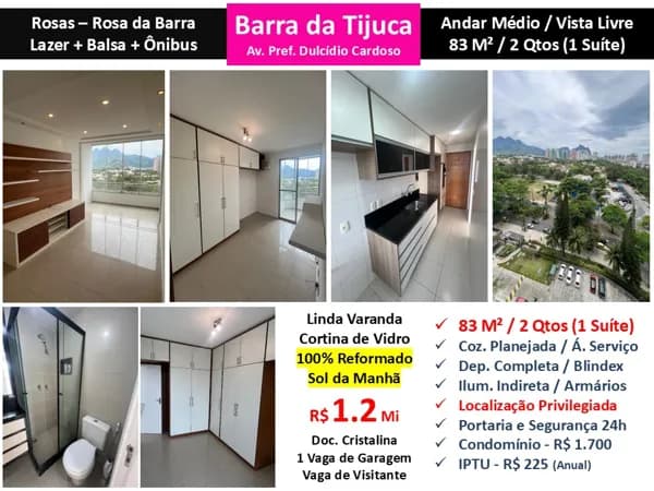 Apto Barra da Tijuca ROSAS Rosa da Barra 83M²