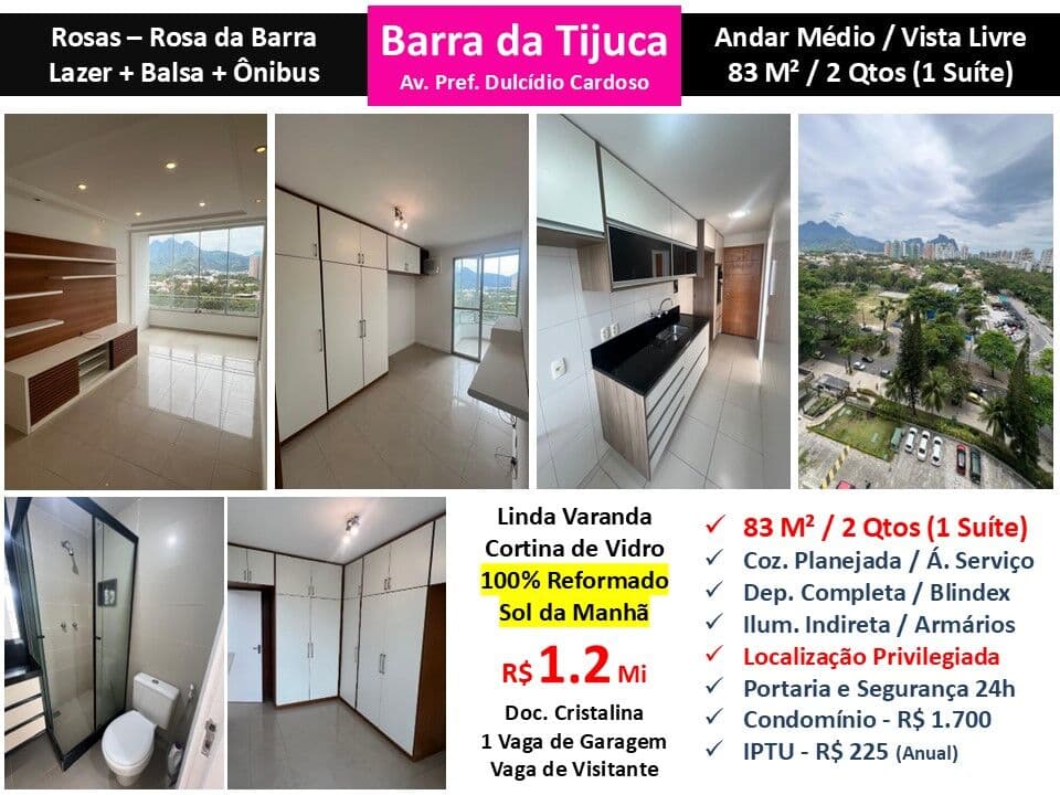 Apto Barra da Tijuca ROSAS Rosa da Barra 83M²