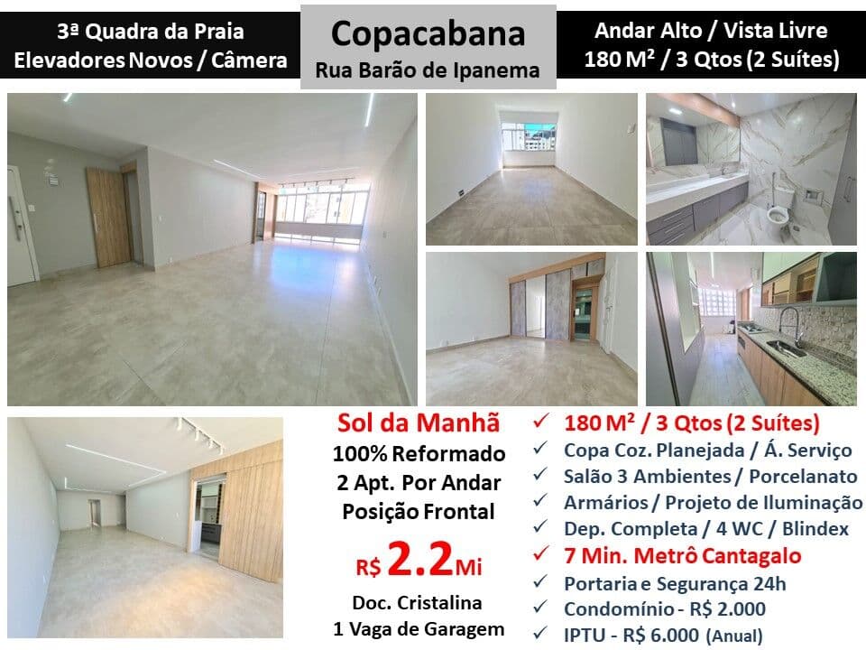 Apto Copacabana Barão de Ipanema 180M²