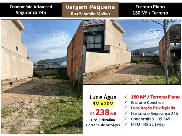 Terreno Vargem Pequena Advanced 180M²
