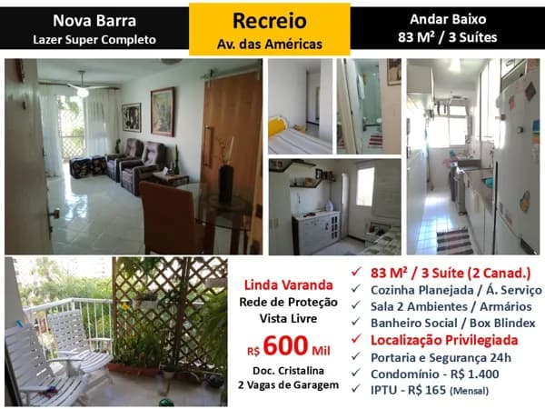 Apto Recreio Nova Barra 83M²