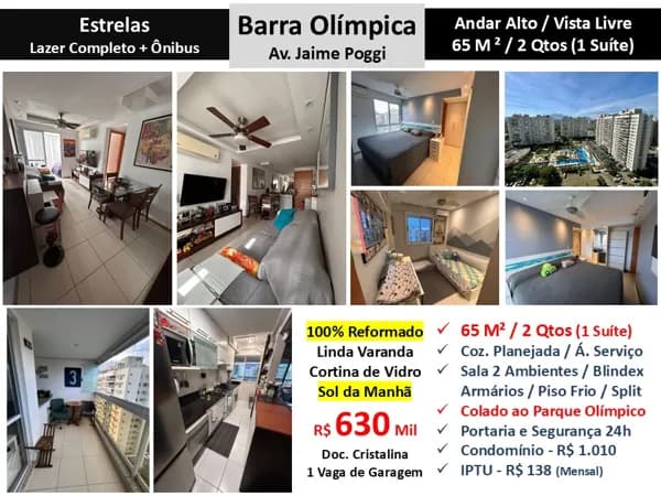 Apto Barra Olímpica Estrelas 65M²