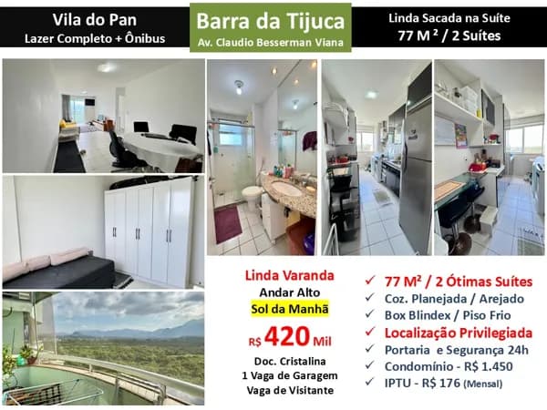 Apto Barra da Tijuca Vila do Pan 77M²