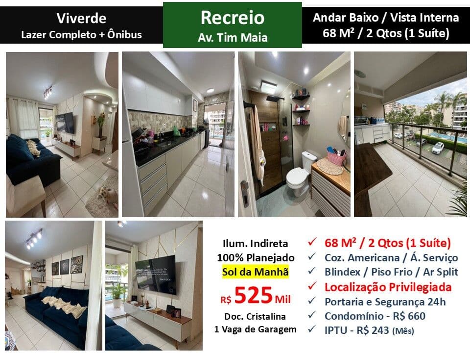 Apto Recreio Zico Viverde 68M²
