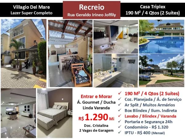 Casa Recreio Villagio Del Mare 190M²