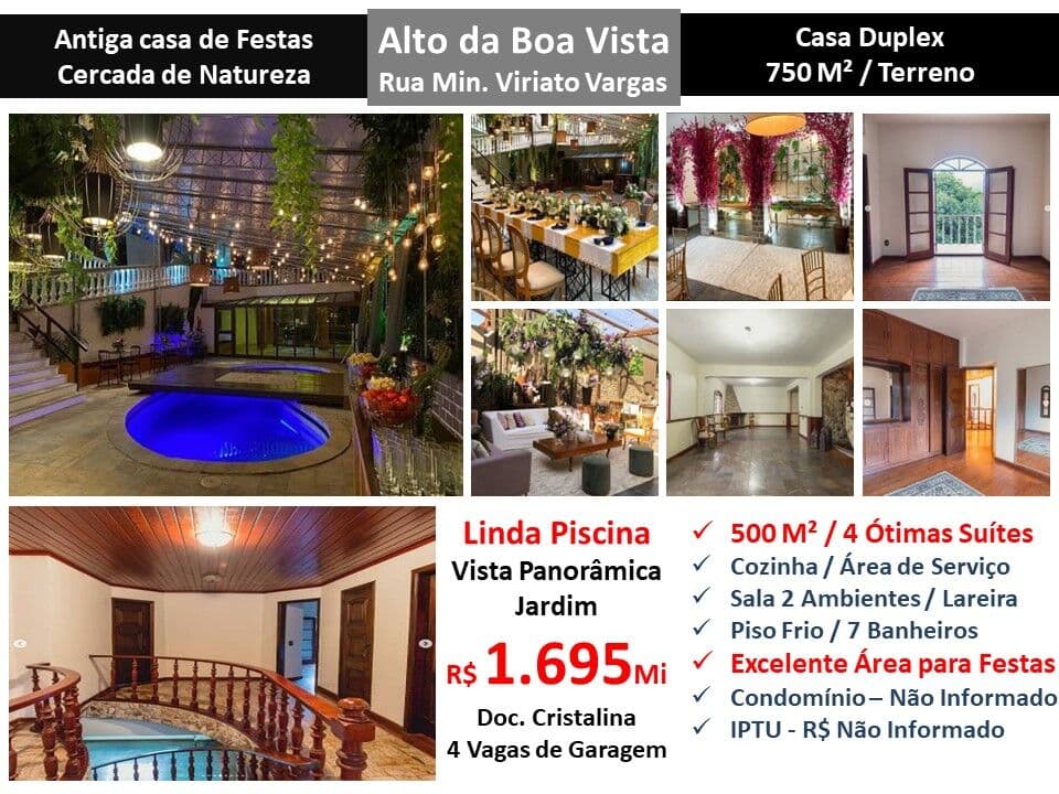 Casa Alto da Boa Vista Min. Viriato Vargas 500M²