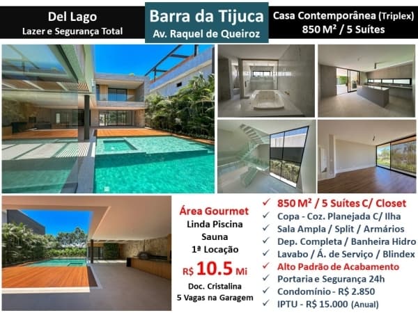 Casa Barra da Tijuca Del Lago 850M²
