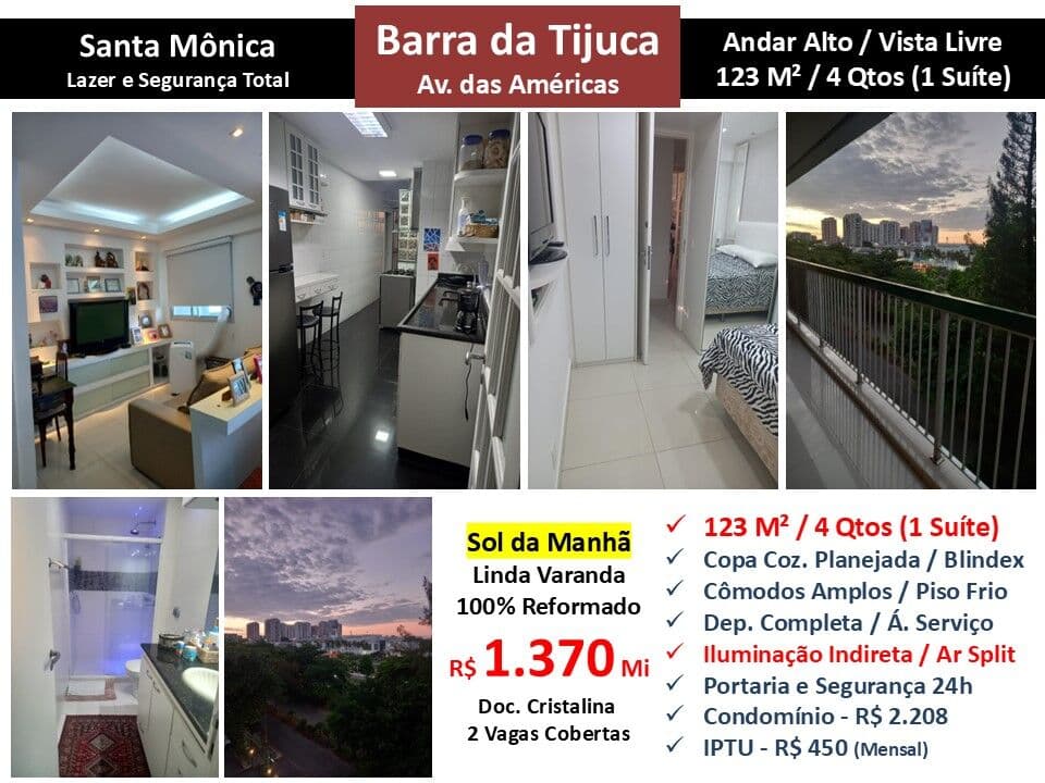 Apto Barra da Tijuca Santa Mônica 123M²