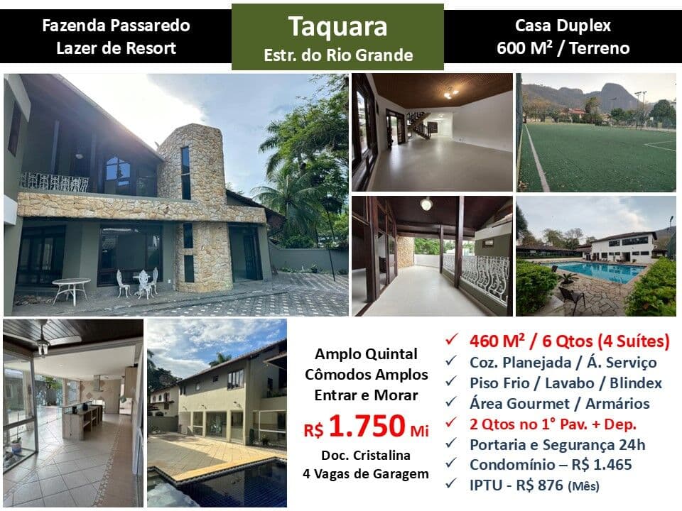Casa JPA Taquara Fazenda Passaredo 460M²