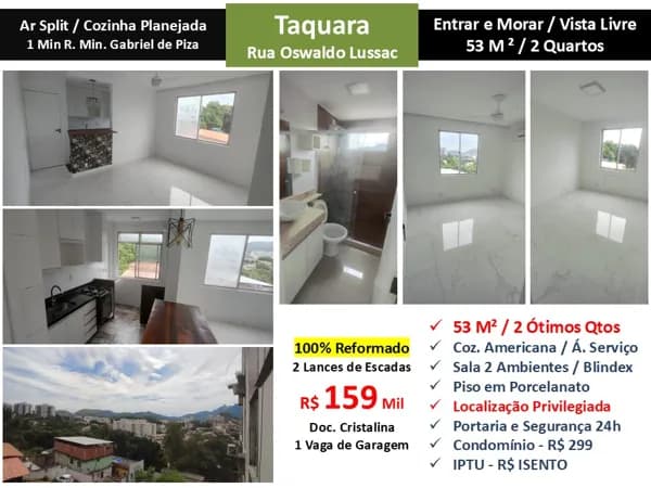Apto JPA Taquara Oswaldo Lussac 53M²