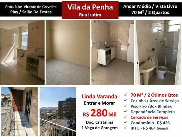 Apto Vila da Penha Irutim 70M²