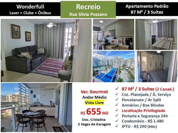 Apto Recreio Zico Wonderfull 87M²