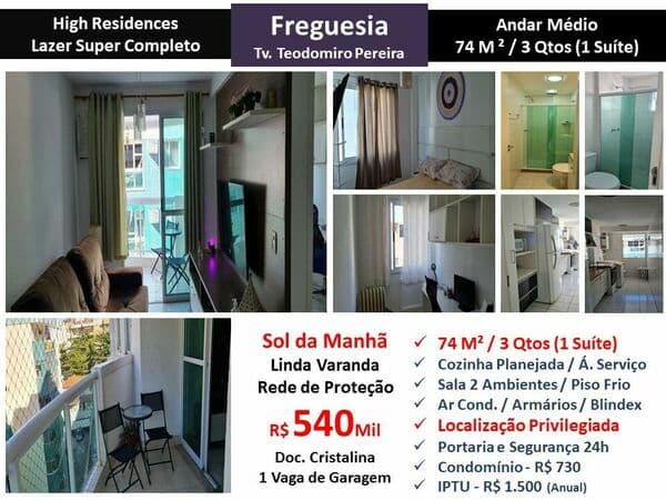 Apto JPA Freguesia High Residence 74M²