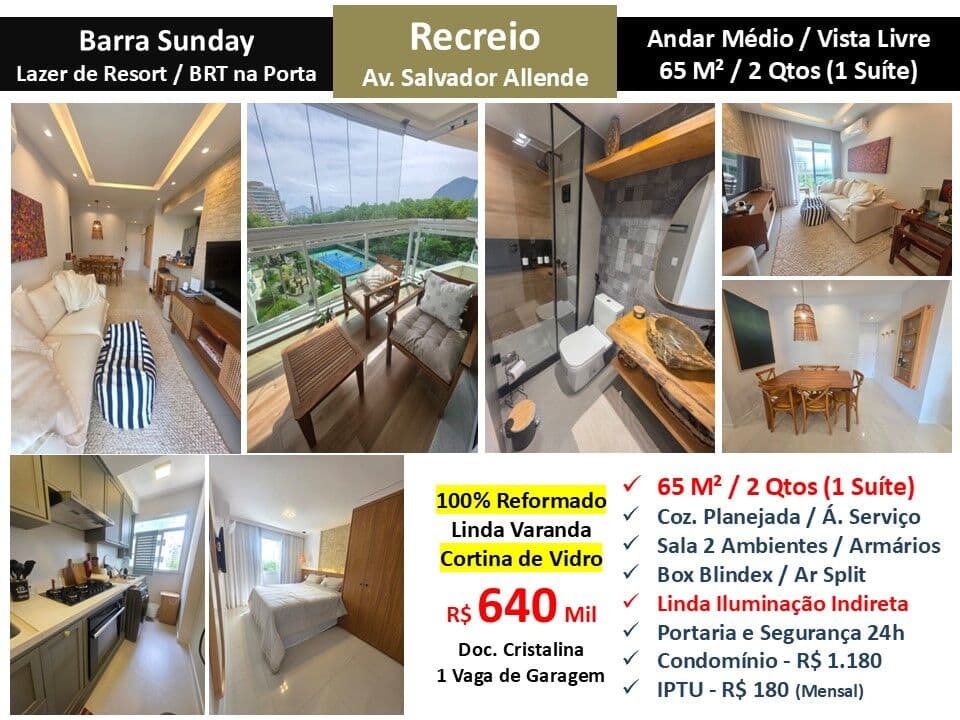 Apto Recreio Barra Sunday 65M²
