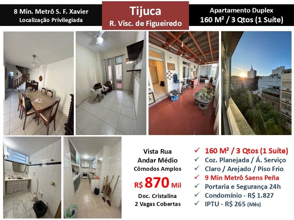 Apto Tijuca Visc. de Figueiredo 160M²