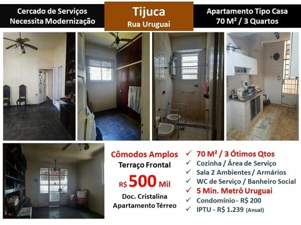 Apto Tijuca Uruguai 70M²