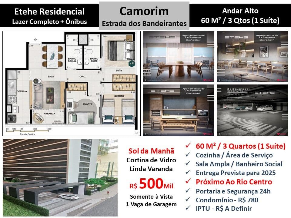 Apto Barra da Tijuca Camorim Etehe 60M²