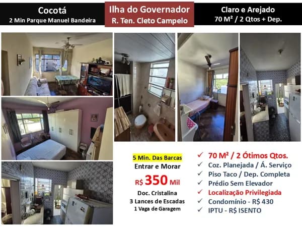 Apto Ilha do Governador Cocotá Cleto Campelo 70M²